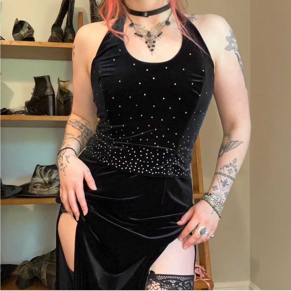 Scott McClintock Velvet 90’s / 2000’s Vampire Goth Prom Dress / Gown